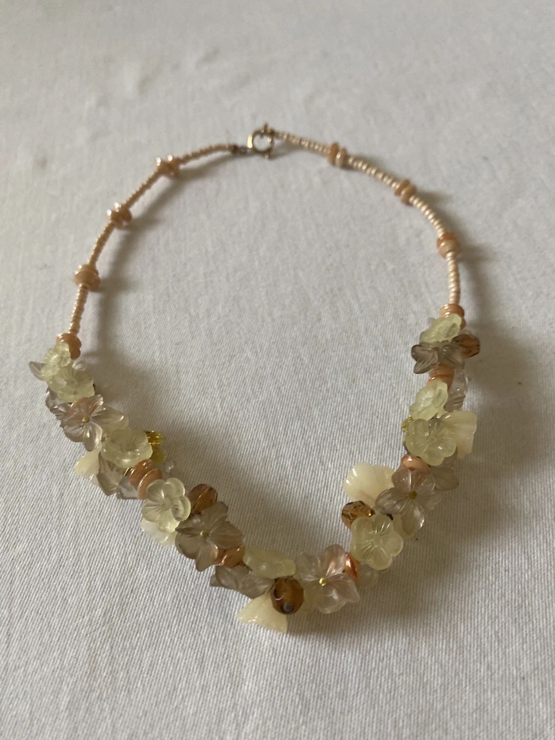 Handmade Multi-Color Art Glass Floral and Bead Choker Necklace