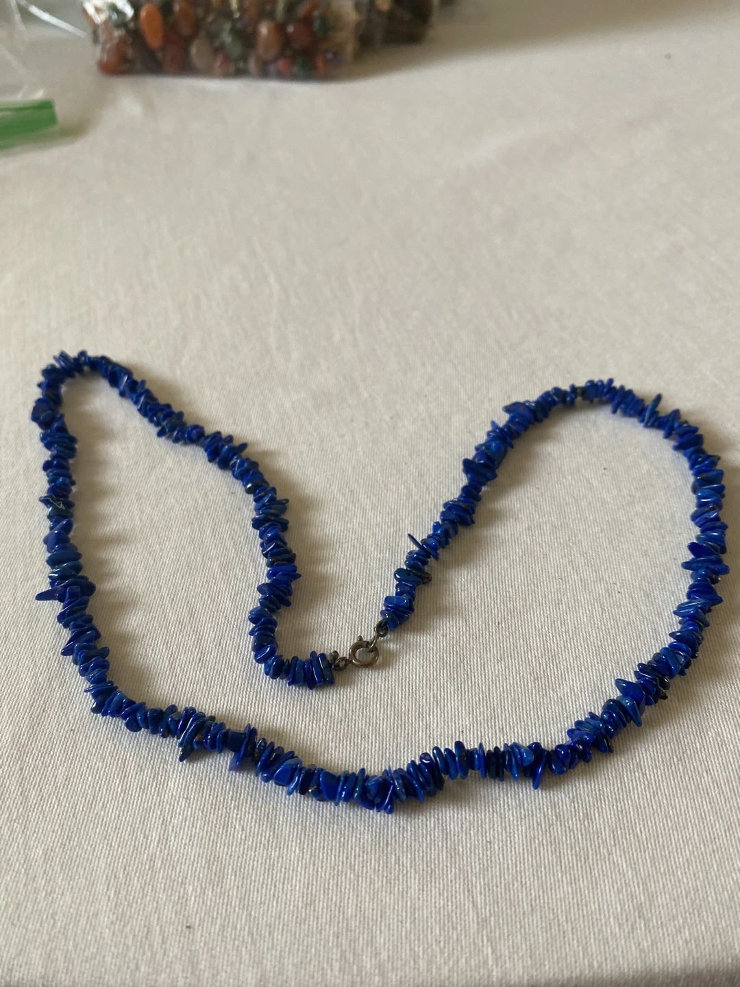 Vintage Lapis Lazuli Chip Bead Necklace with Hook Clasp