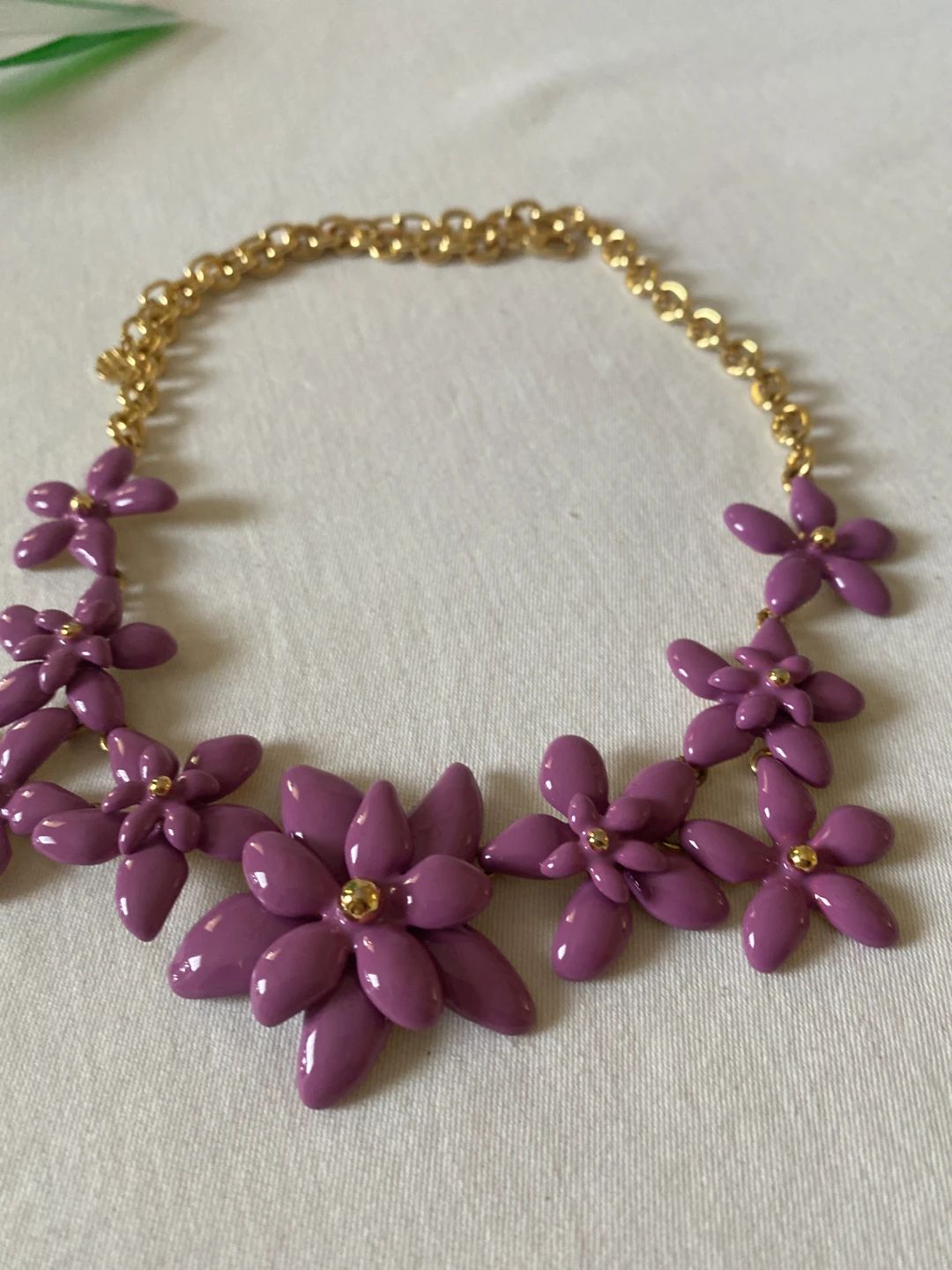 Talbots Enamel Purple Flower Statement Necklace