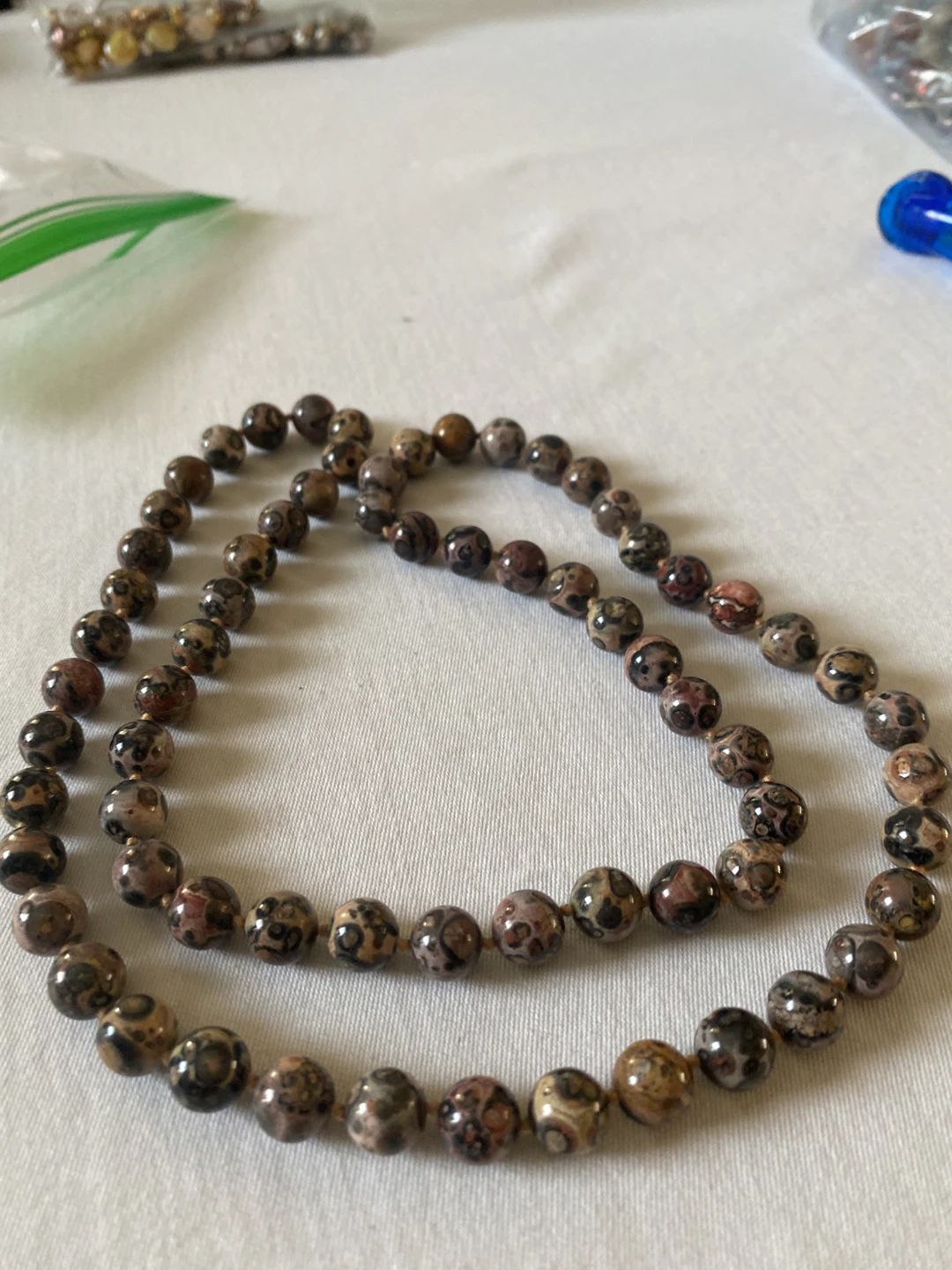 Leopard Skin Jasper Beaded Necklace