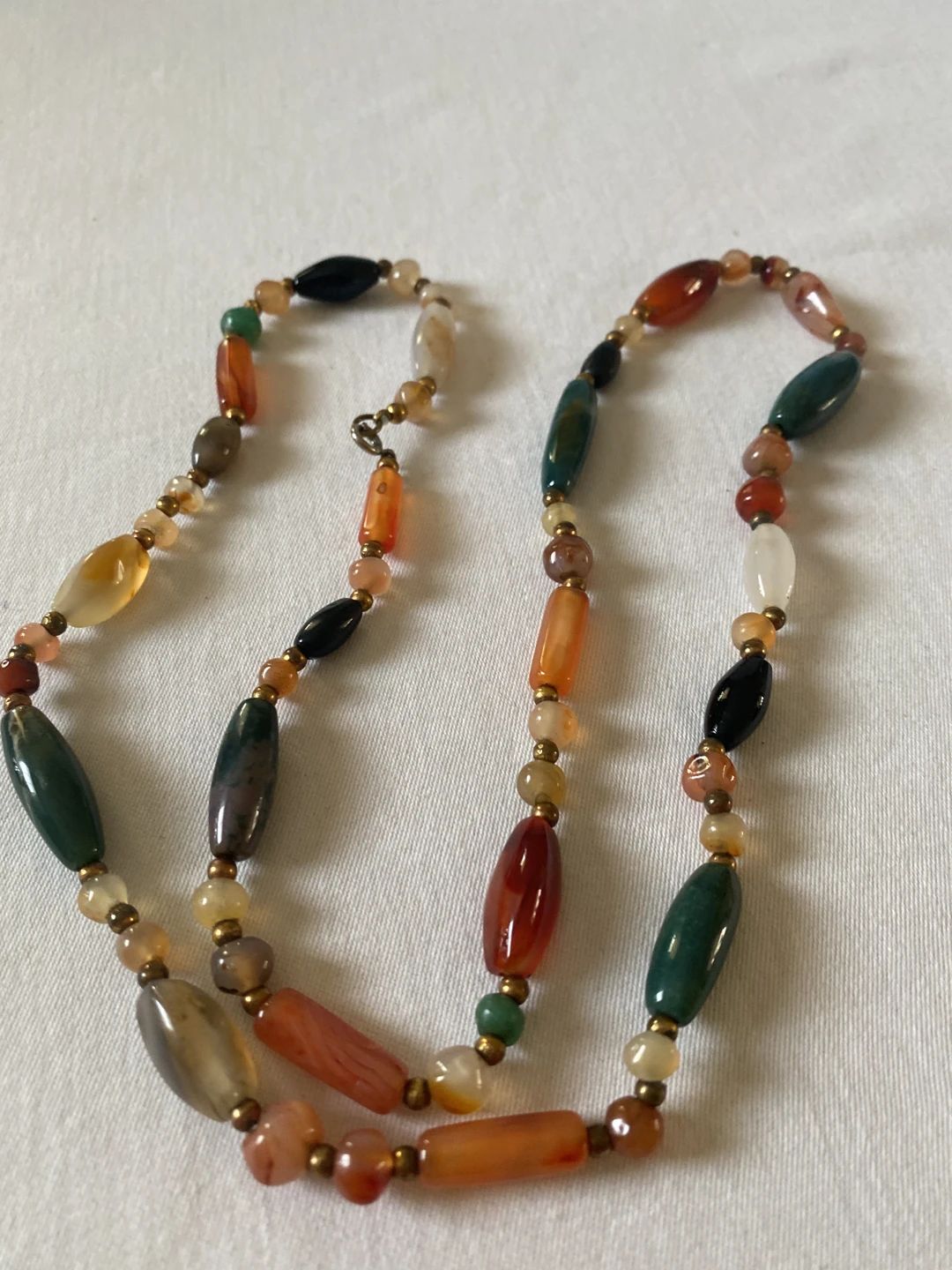 Vintage Multicolored Polished Stone Bead Necklace