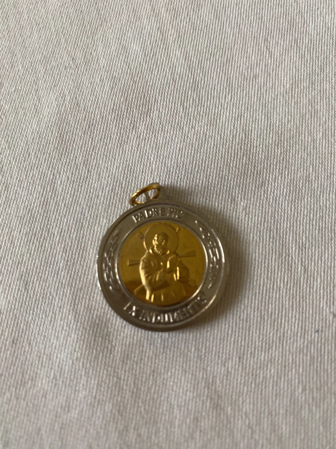 Padre Pio bi-metal pendant with gold-toned saint image